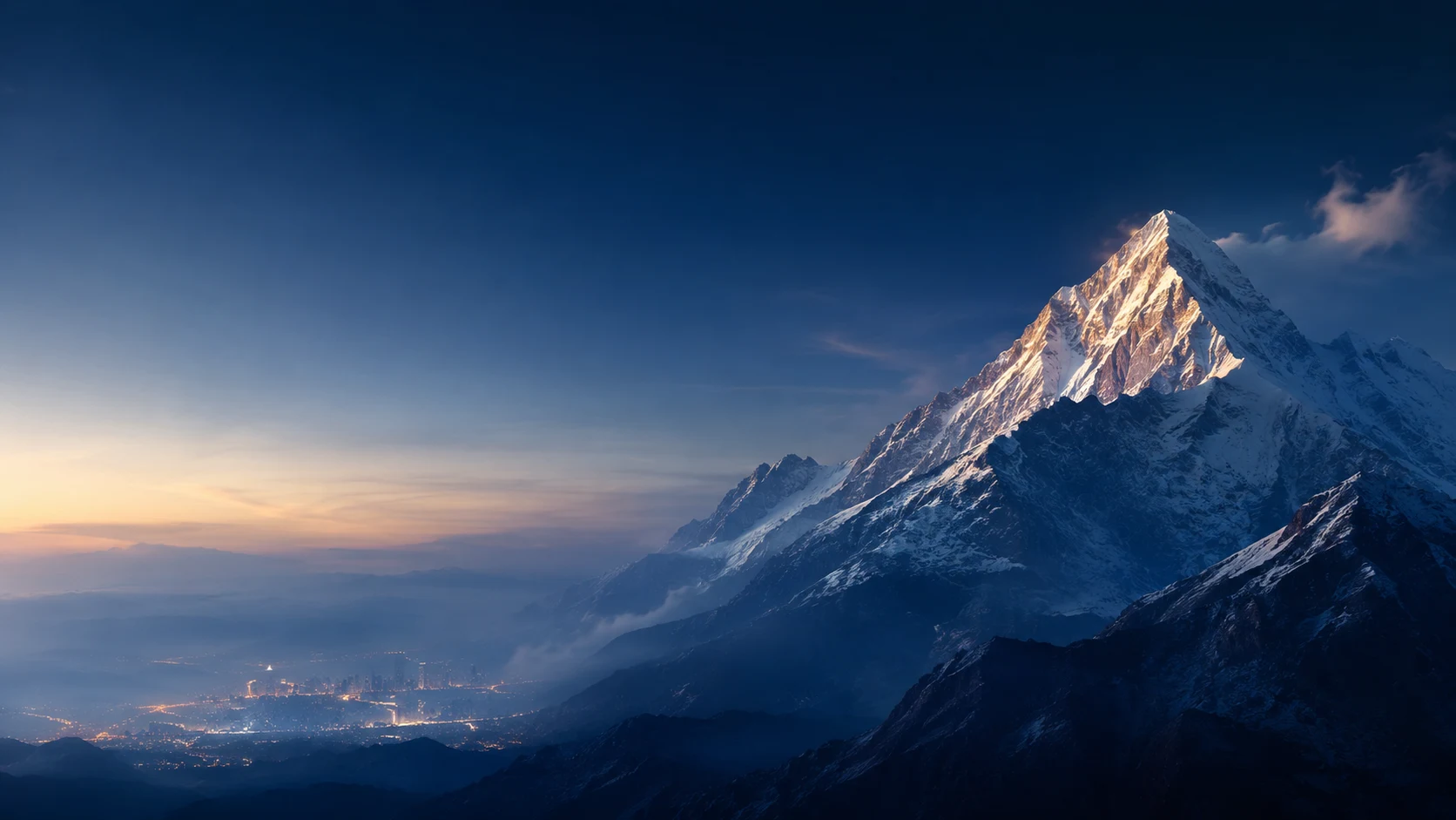 Mountain peak at sunrise